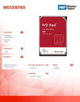 Dysk WD Red Plus 12TB 3,5 cala CMR 256MB/5400RPM Class