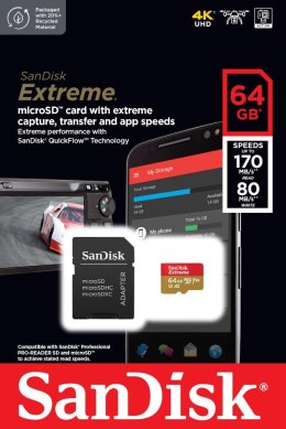 Karta pamięci Extreme microSDXC 64GB 170/80 MB/s A2 V30 U3