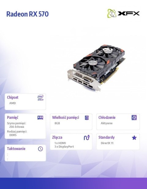 Karta graficzna - Radeon RX 570 8GB GDDR5 256Bit HDMI 3xDP ATX Dual Fan H3 Karta graficzna - Radeon RX 570 8GB GDDR5 256Bit HDMI 3xDP ATX Dual Fan H3