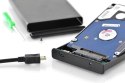 Obudowa zewnętrzna USB 2.0 na dysk SSD/HDD 2.5" SATA II, 9.5/7.5mm, aluminiowa