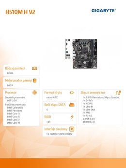 Płyta główna H510M H V2 s1200 2DDR4 HDMI/D-SUB M.2 mATX