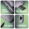 HMC-12GM2 hub USB 12 in1 10Gbps, 3x USB-A, USB-C, HDMI, DP, RJ-45, M.2, SD/mSD, audio, PD