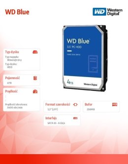 Dysk twardy WD Blue 4TB 3,5 256MB 5400RPM CMR